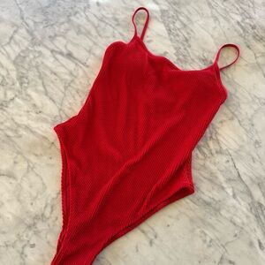 Crinkle red  One Piece Swimsuit